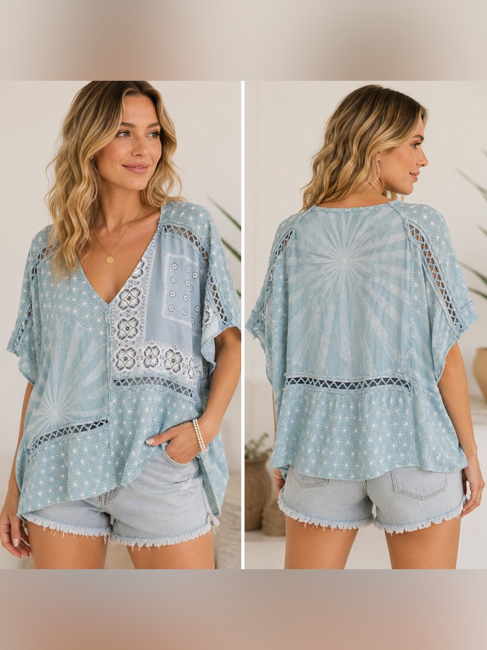 🤍 Free People Thunder Road Tee – Sample • Rare Light Blue Colorway